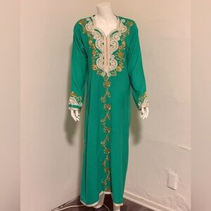 Green Embroidered Long kaftan